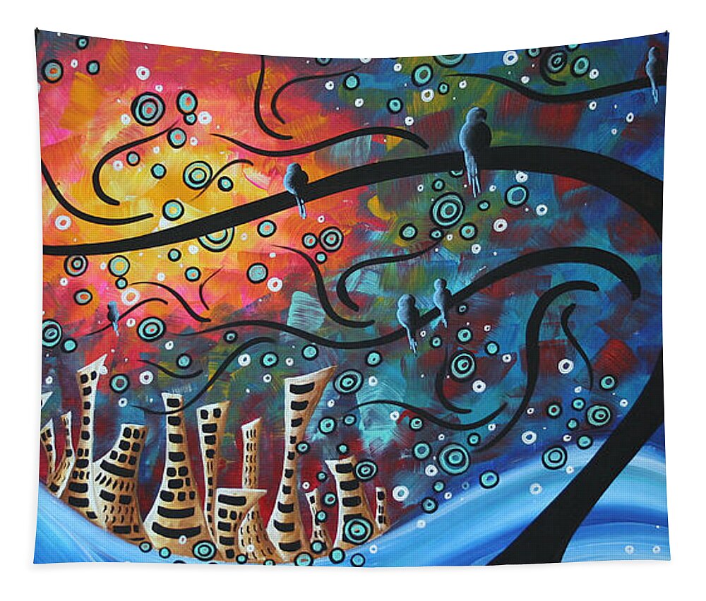 Art Tapestry featuring the painting City by the Sea by MADART by Megan Duncanson