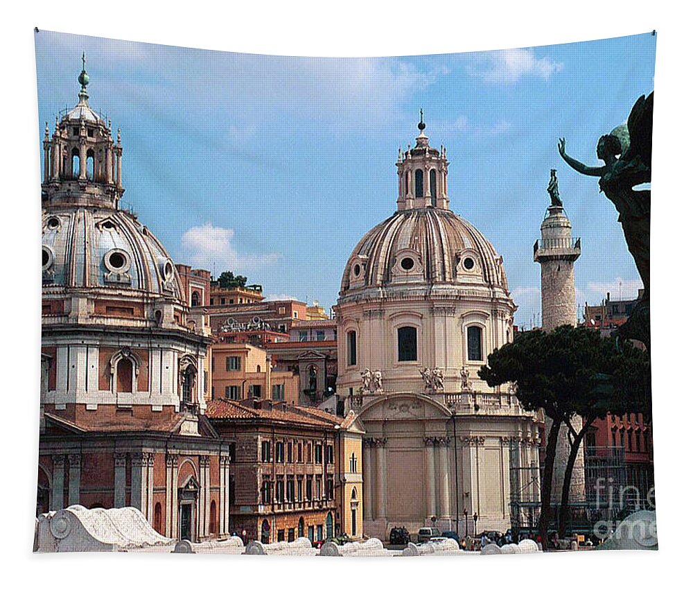 Baroque Tapestry featuring the photograph Baroque Churches in Piazza Venezia Rome, Italy by Greta Corens