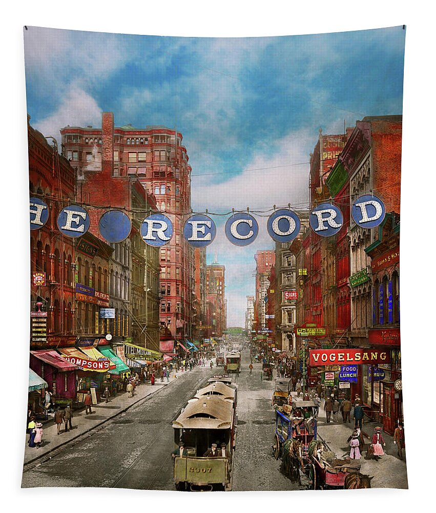 Color Tapestry featuring the photograph City - Chicago Il - Just for the record 1900 by Mike Savad