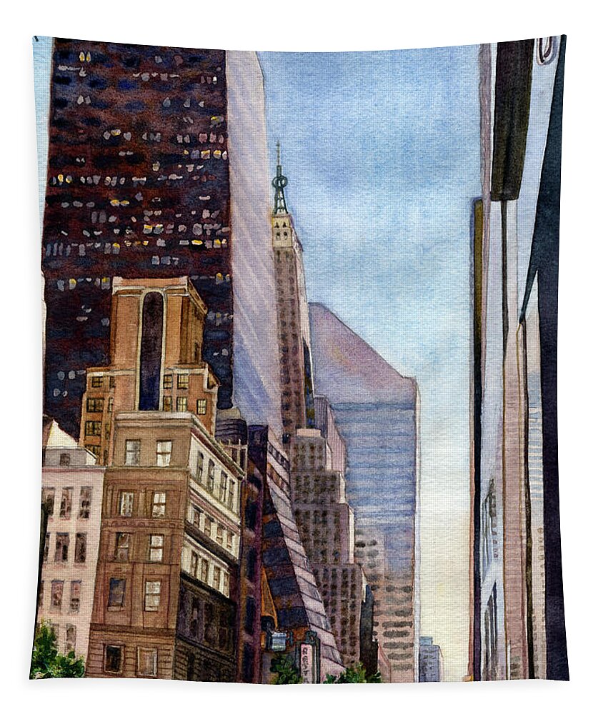 New York City Painting Tapestry featuring the painting City Sunrise by Anne Gifford