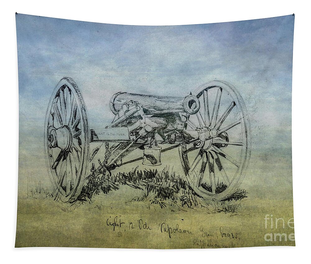 Civil War Cannon Sketch Tapestry featuring the digital art Civil War Cannon Sketch by Randy Steele