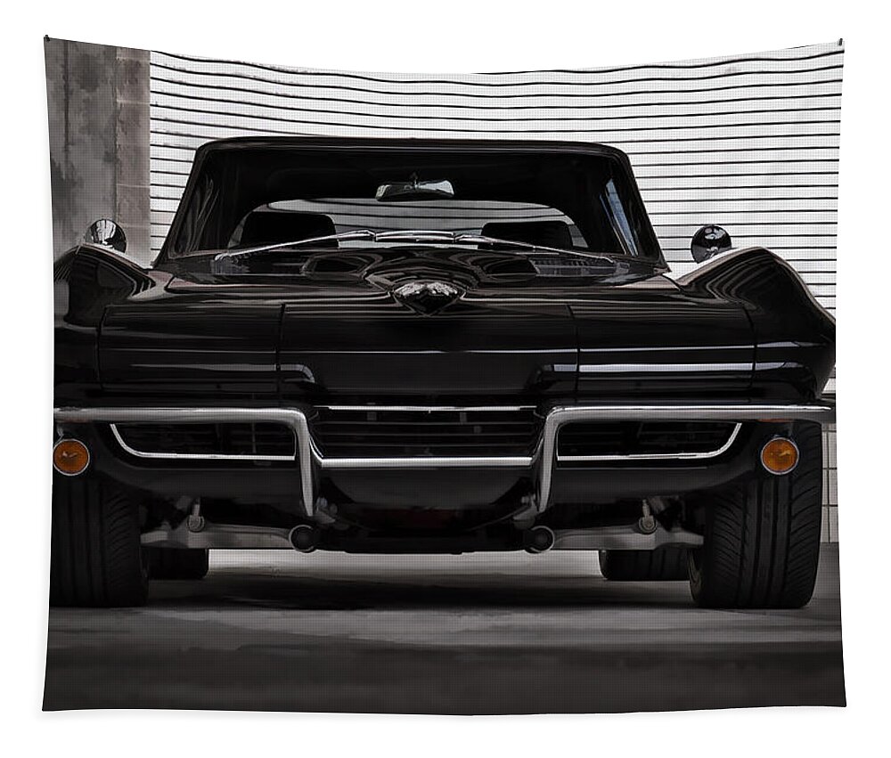 Corvette Tapestry featuring the digital art Classic Black by Douglas Pittman