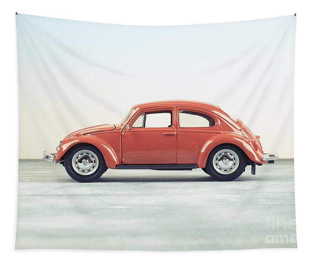 Volkswagen Tapestry featuring the photograph Classic VW Bug Red by Edward Fielding