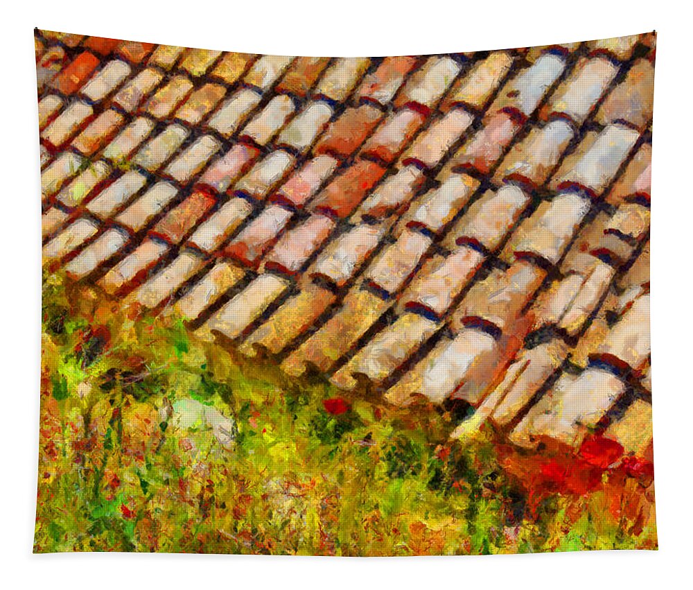 Rossidis Tapestry featuring the painting Clay tiles by George Rossidis