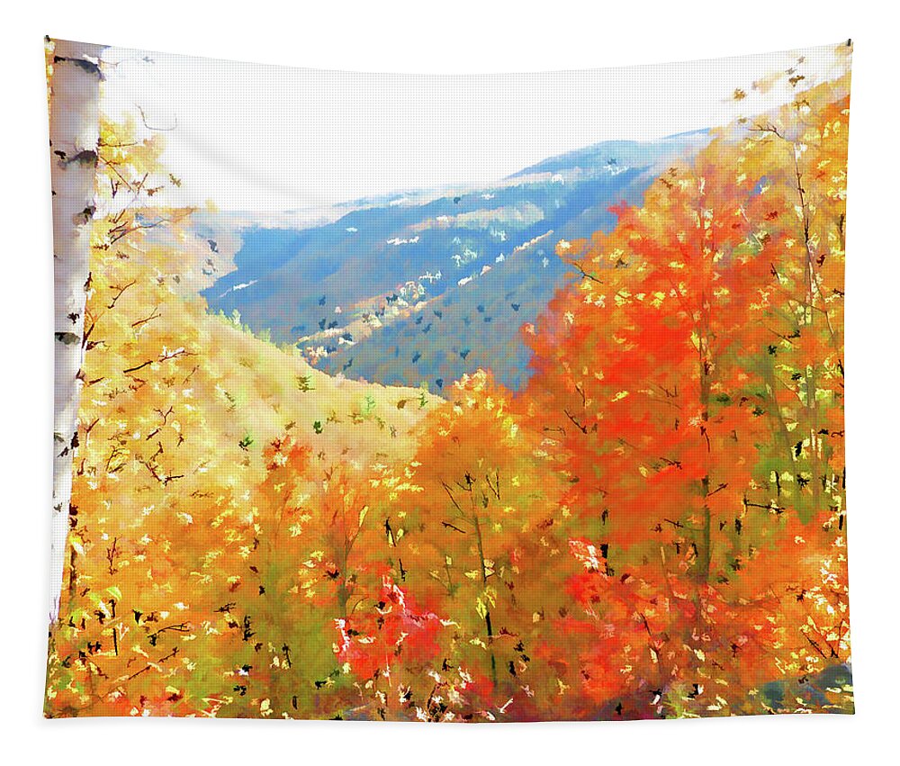 Clear And Cool Autumn Days Tapestry featuring the painting Clear and cool autumn days by Jeelan Clark