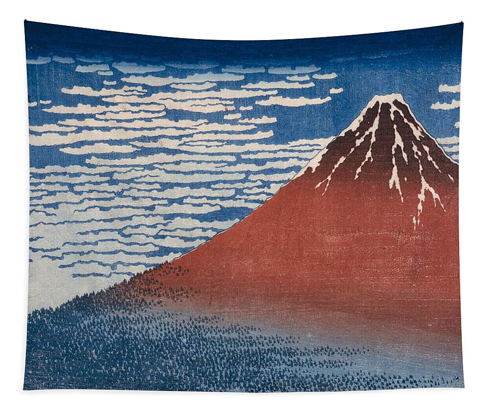 Katsushika Hokusai Tapestry featuring the painting Clear Morning by Katsushika Hokusai