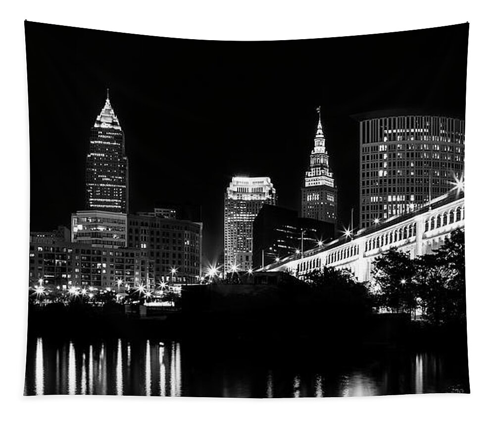 Cleveland Tapestry featuring the photograph Cleveland Skyline by Dale Kincaid