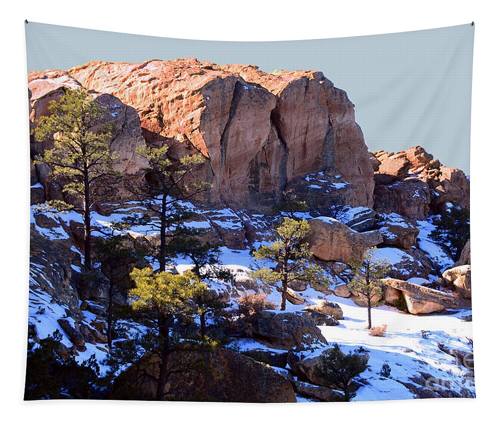 Southwest Landscape Tapestry featuring the photograph Cliff at El Malpais by Robert WK Clark