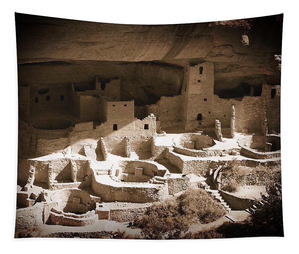 Mesa Verde Tapestry featuring the photograph Cliff Palace Mesa Verde by Kurt Van Wagner