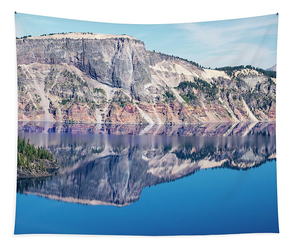 Crater Lake West Rim Tapestry featuring the photograph Cliff Rim of Crater Lake by Frank Wilson