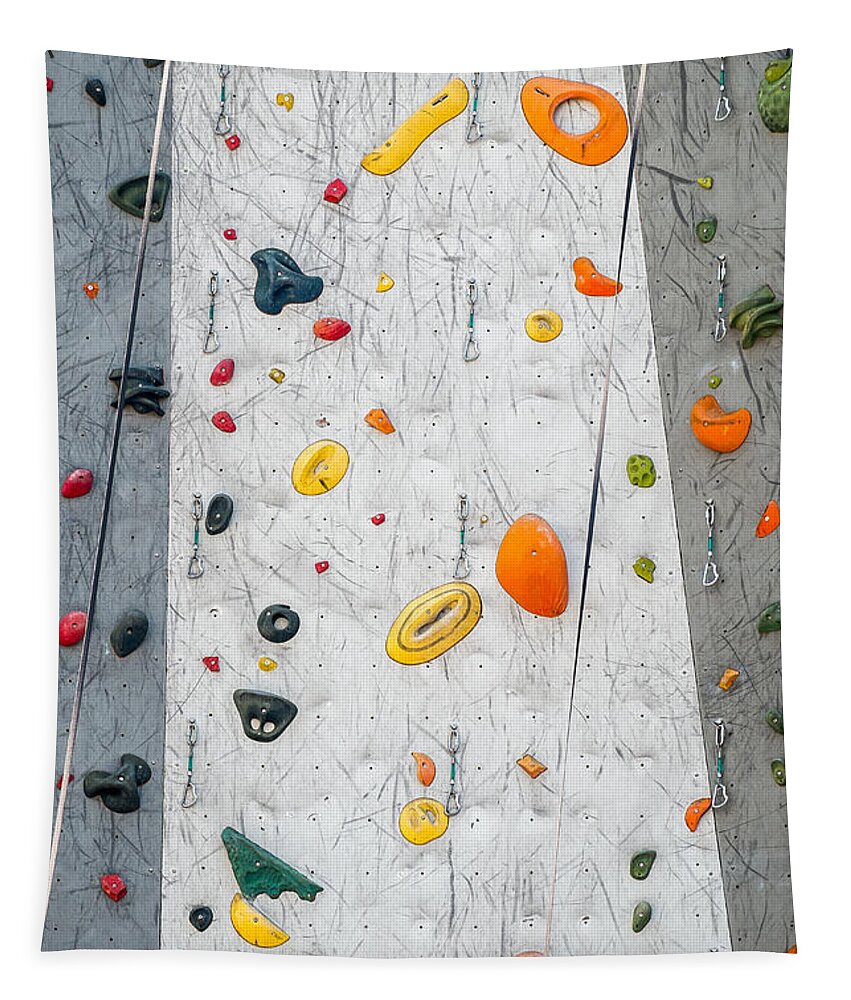 Abundance Tapestry featuring the photograph Climbing Wall Showing a Wide Variety of Handholds by Bryan Mullennix