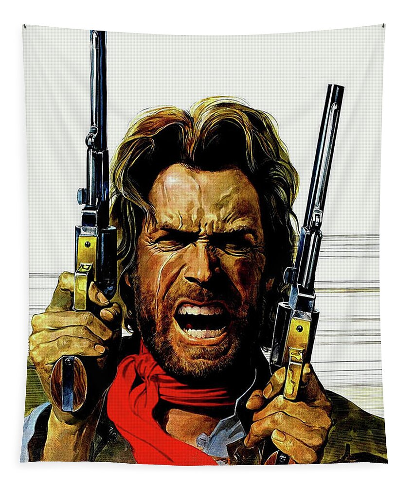 Clint Eastwood As Josey Wales Tapestry featuring the mixed media Clint Eastwood As Josey Wales by David Dehner