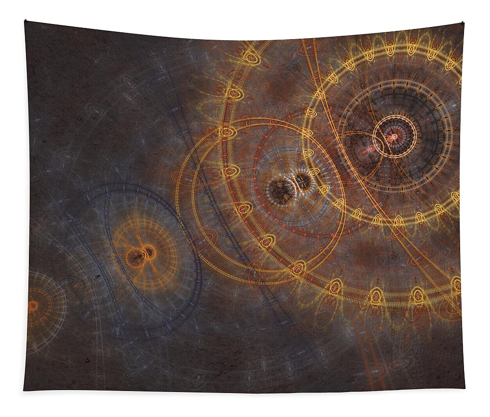 Steampunk Tapestry featuring the digital art Clockwork mind by Martin Capek