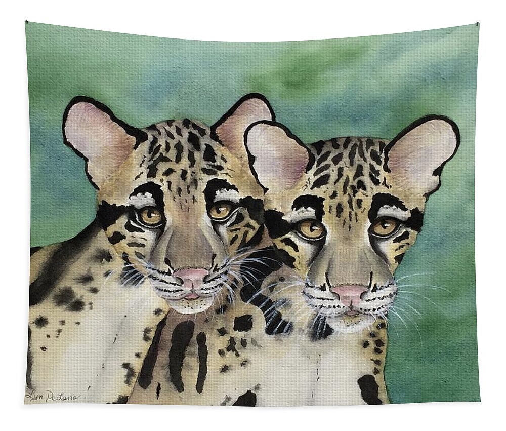 Clouded Leopards Tapestry featuring the painting Clouded Leopards by Lyn DeLano
