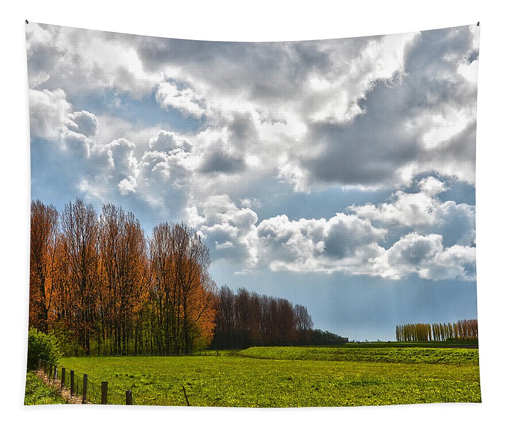 Netherlands Tapestry featuring the photograph Clouds over Voorne by Frans Blok