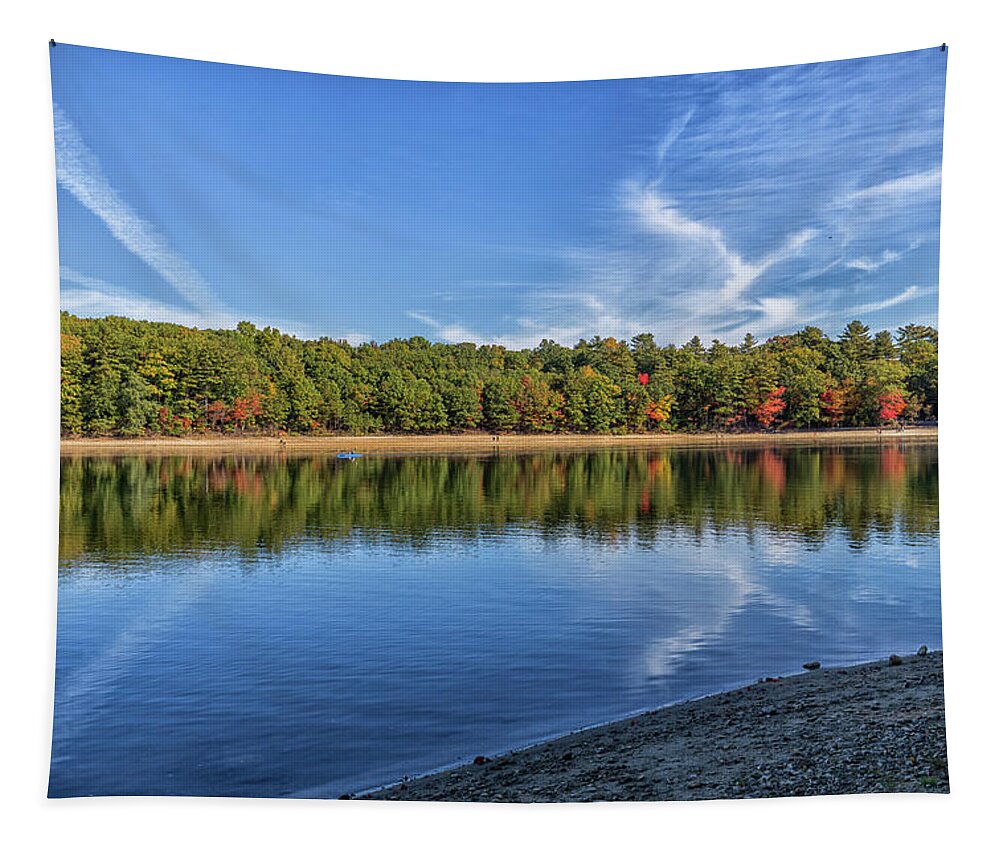 Clouds Over Walden Pond Tapestry featuring the photograph Clouds over Walden Pond by Brian MacLean