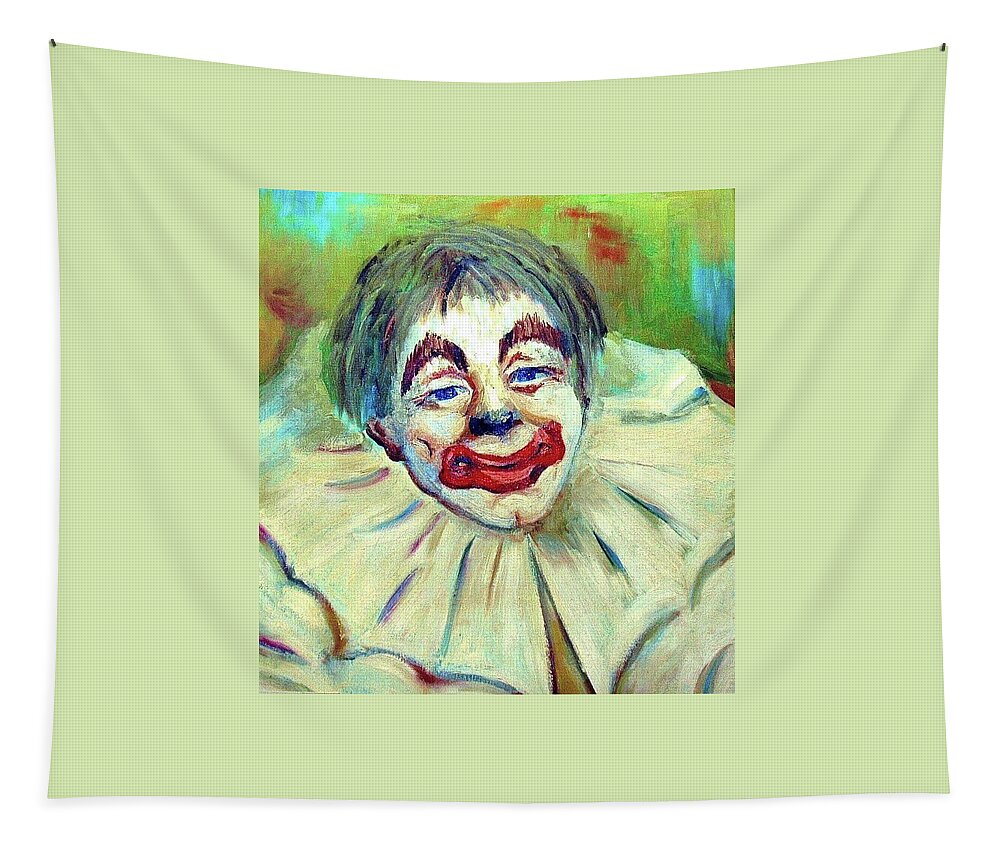 Clown Tapestry featuring the painting Clown by Mary Krupa by Bernadette Krupa