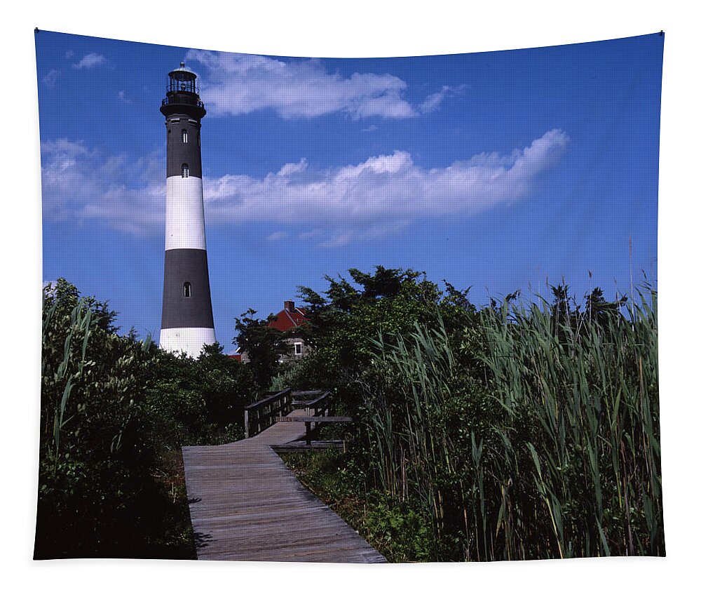 Landscape Lighthouse Fire Island Tapestry featuring the photograph Cnrf0702 by Henry Butz