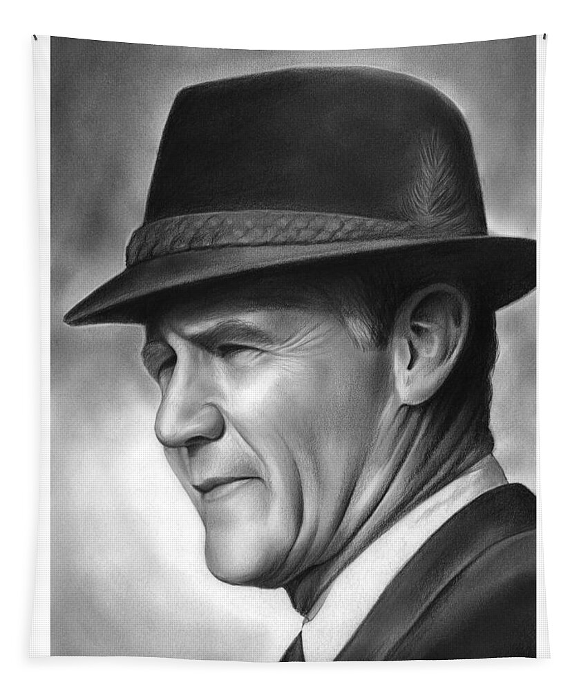 Football Tapestry featuring the drawing Coach Tom Landry by Greg Joens