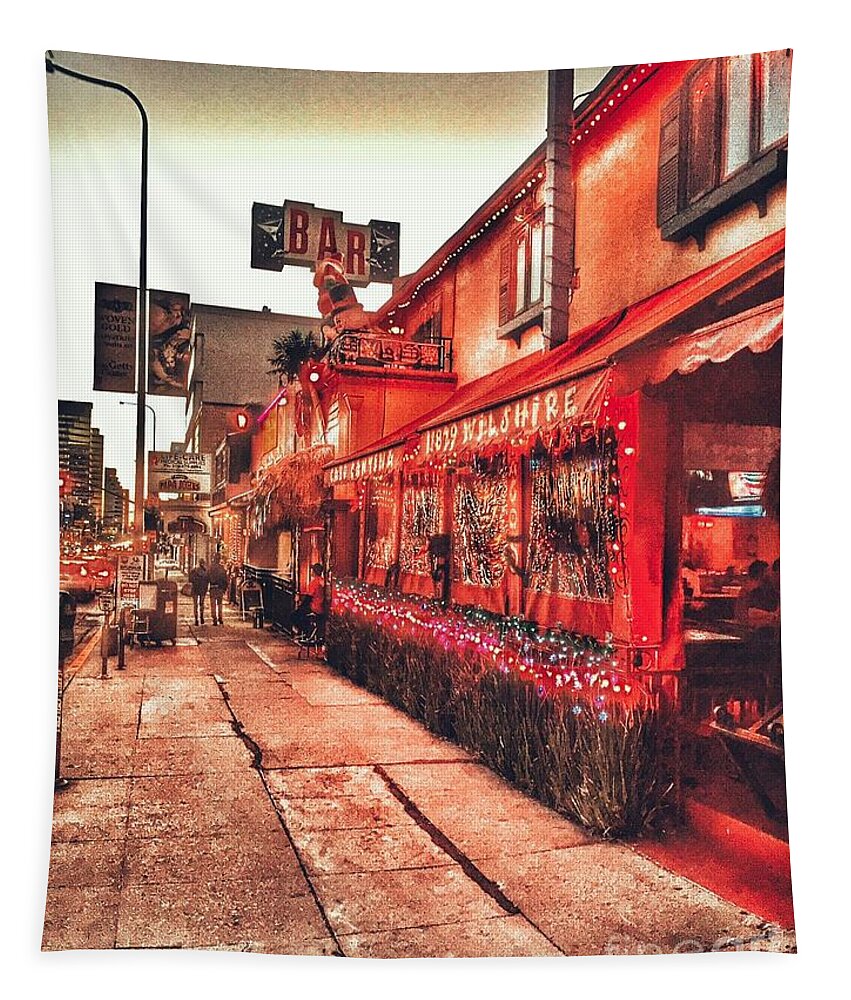 Street Scene Tapestry featuring the photograph West Los Angeles Cocktail Row by Jenny Revitz Soper