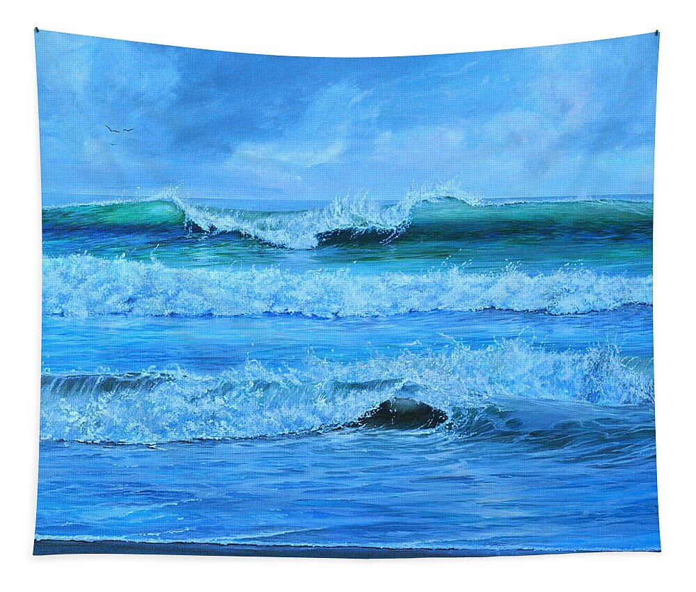 Florida Tapestry featuring the painting Cocoa Beach Surf by AnnaJo Vahle