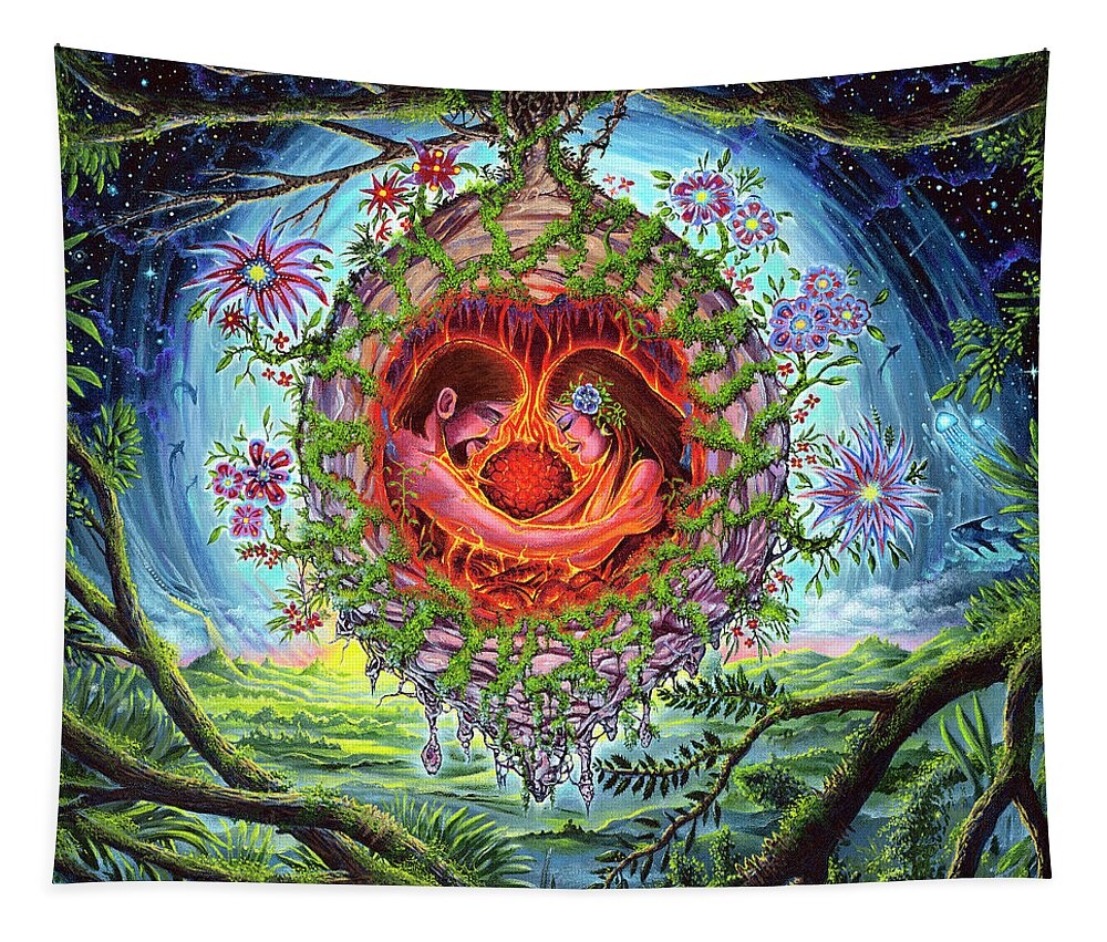 Landscape Tapestry featuring the painting Cocoon by Mark Cooper