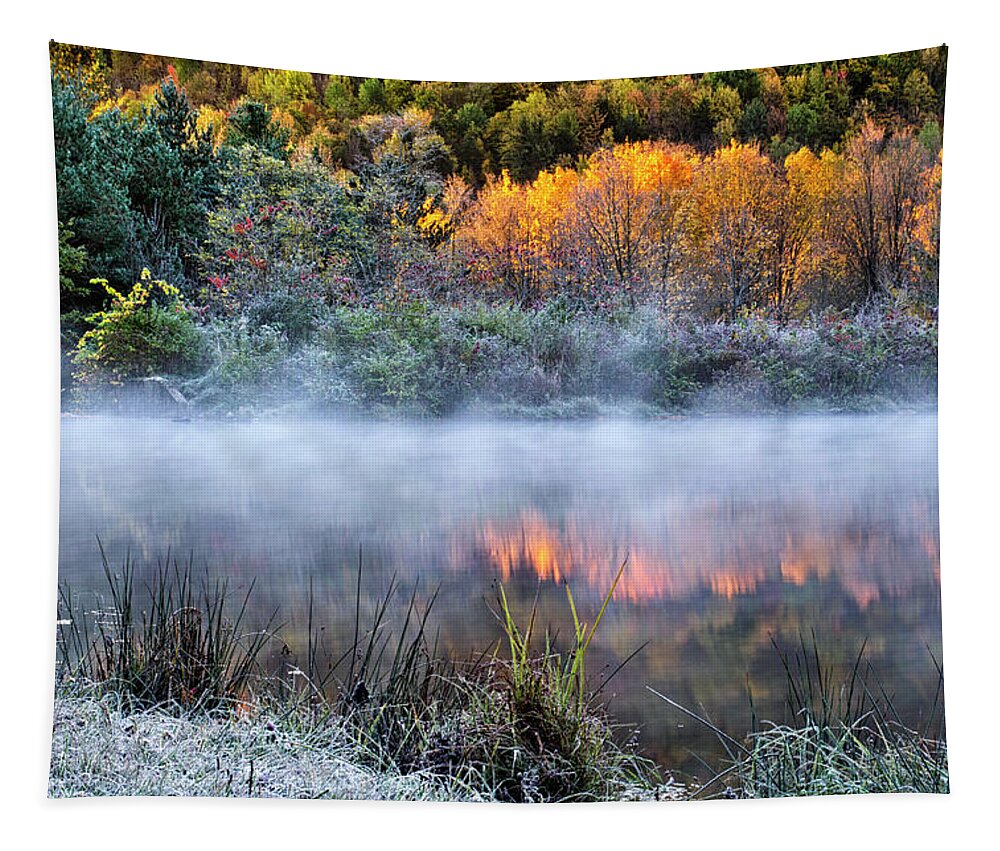 Sunrise Tapestry featuring the photograph Cold Fire Sunrise Landscape by Christina Rollo