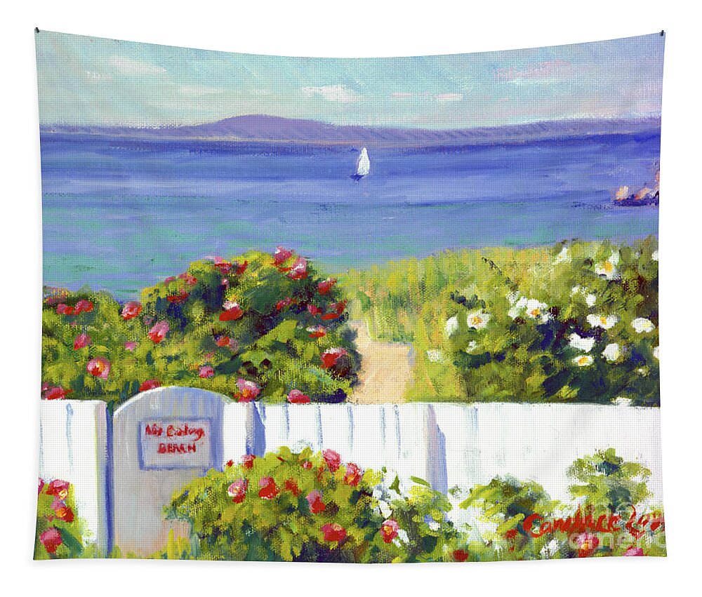 Colony Hotel Tapestry featuring the painting Colony Beach Blues by Candace Lovely