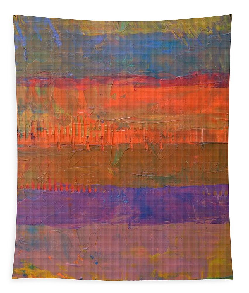Abstract Tapestry featuring the painting Color Collage Two by Michelle Calkins