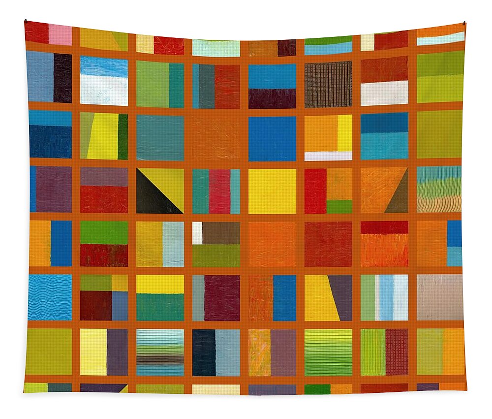 Abstract Tapestry featuring the painting Color Study Collage 66 by Michelle Calkins