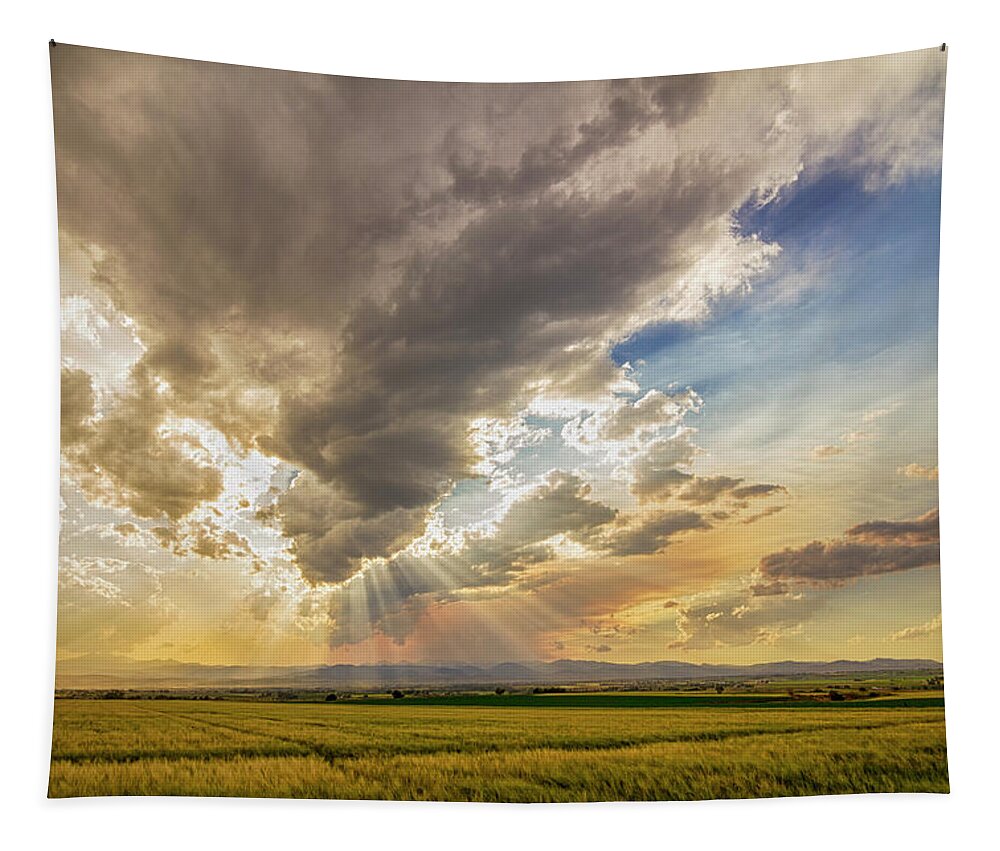 Seasons Tapestry featuring the photograph Colorado Big Sky Beams of Sunshine by James BO Insogna