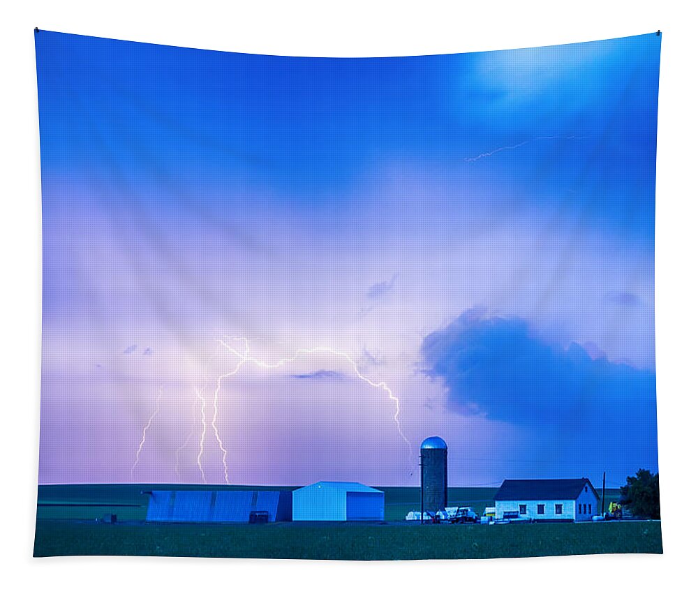 Country Tapestry featuring the photograph Colorado Country Lightning Storm by James BO Insogna