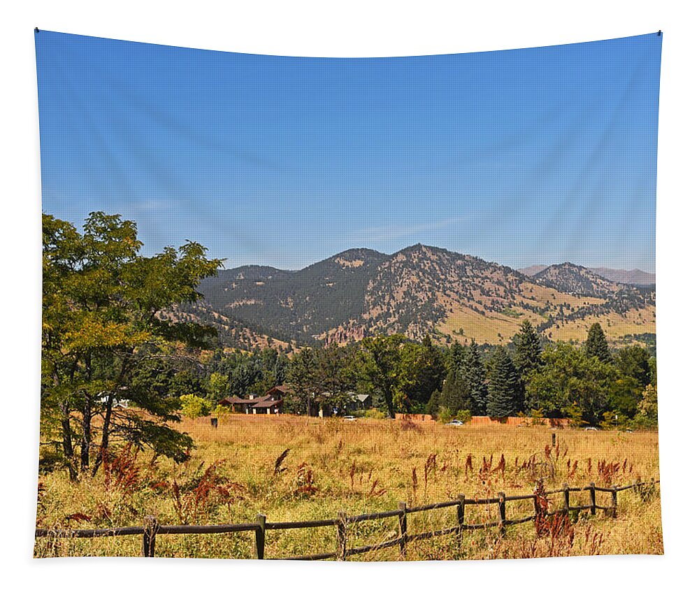 Boulder Tapestry featuring the photograph Colorado Mountains from Chautauqua Park by Toby McGuire