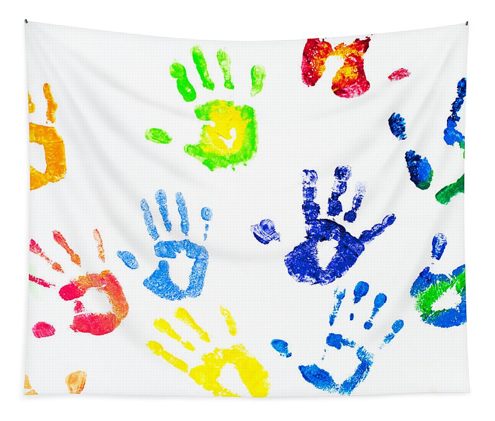 Rainbow Tapestry featuring the photograph Colorful arm prints abstract by Jenny Rainbow
