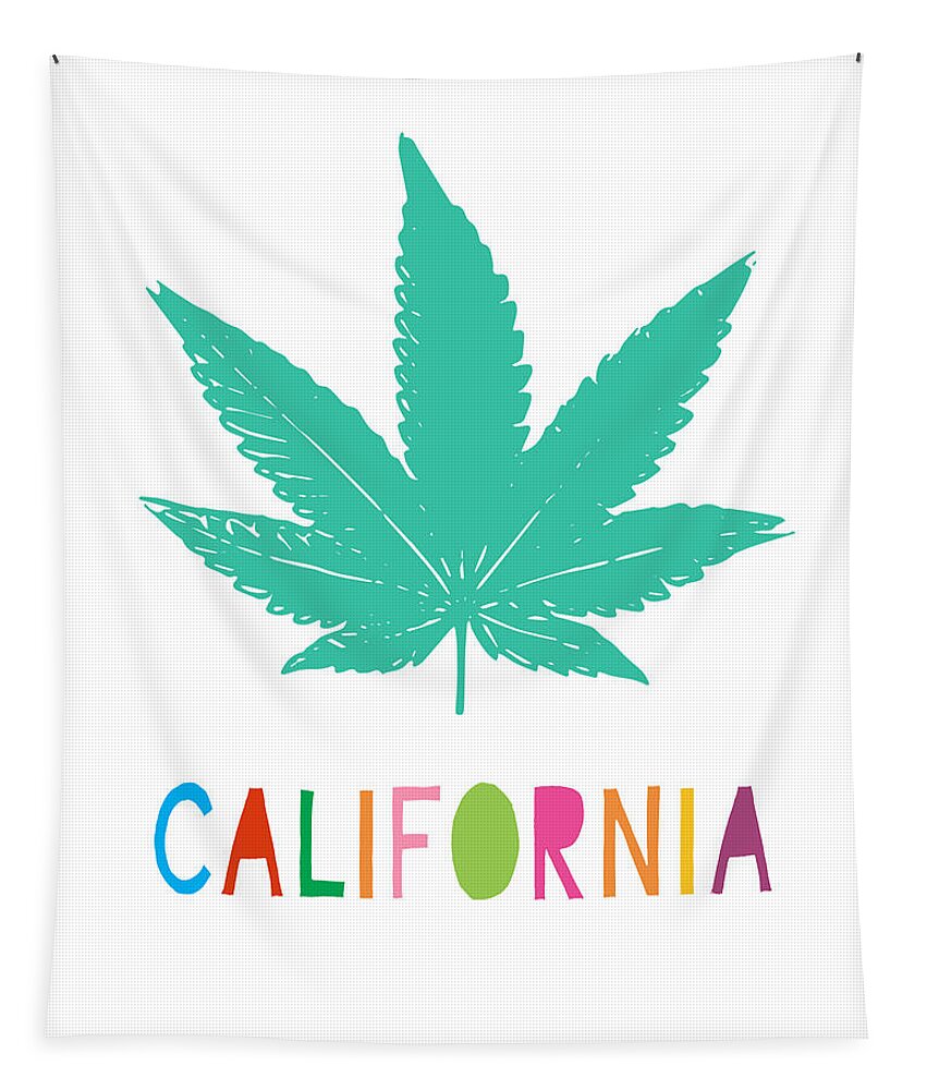 California Tapestry featuring the mixed media Colorful California Cannabis- Art by Linda Woods by Linda Woods