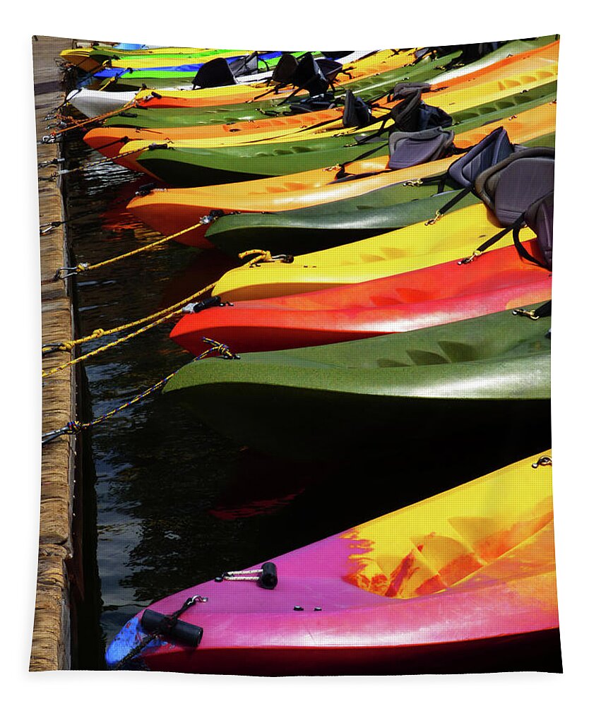 Kayak Tapestry featuring the photograph Colorful Kayaks by Marcia Socolik