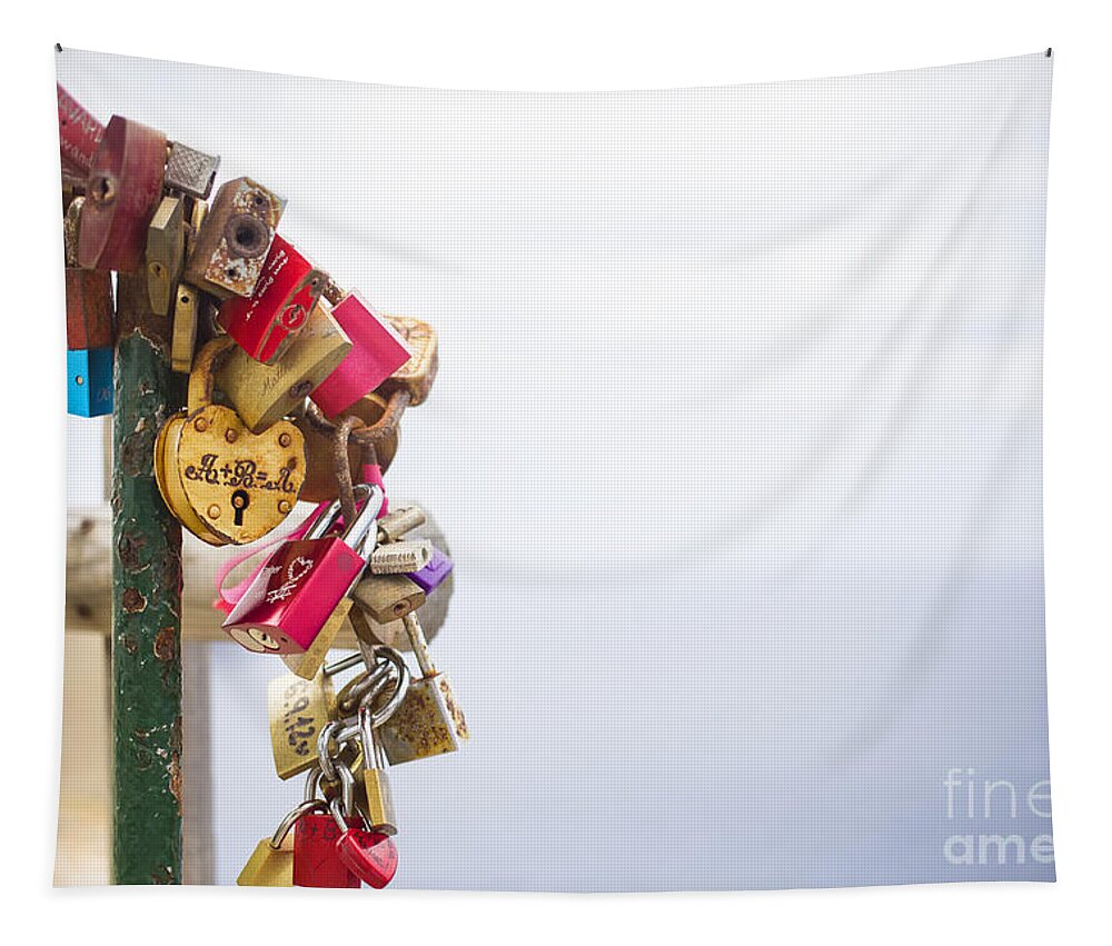 Love Tapestry featuring the photograph Colorful love locks by Patricia Hofmeester
