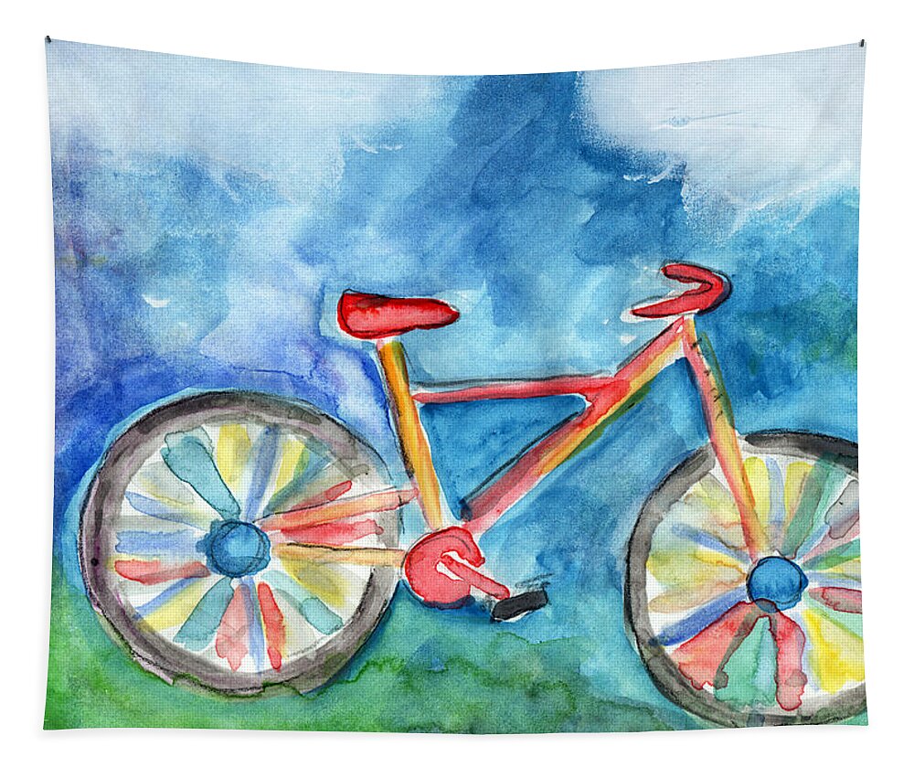 Bike Tapestry featuring the painting Colorful Ride- Bike Art by Linda Woods by Linda Woods
