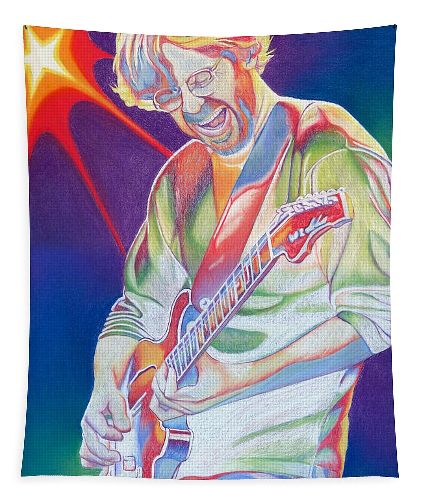 Phish Tapestry featuring the drawing Colorful Trey Anastasio by Joshua Morton