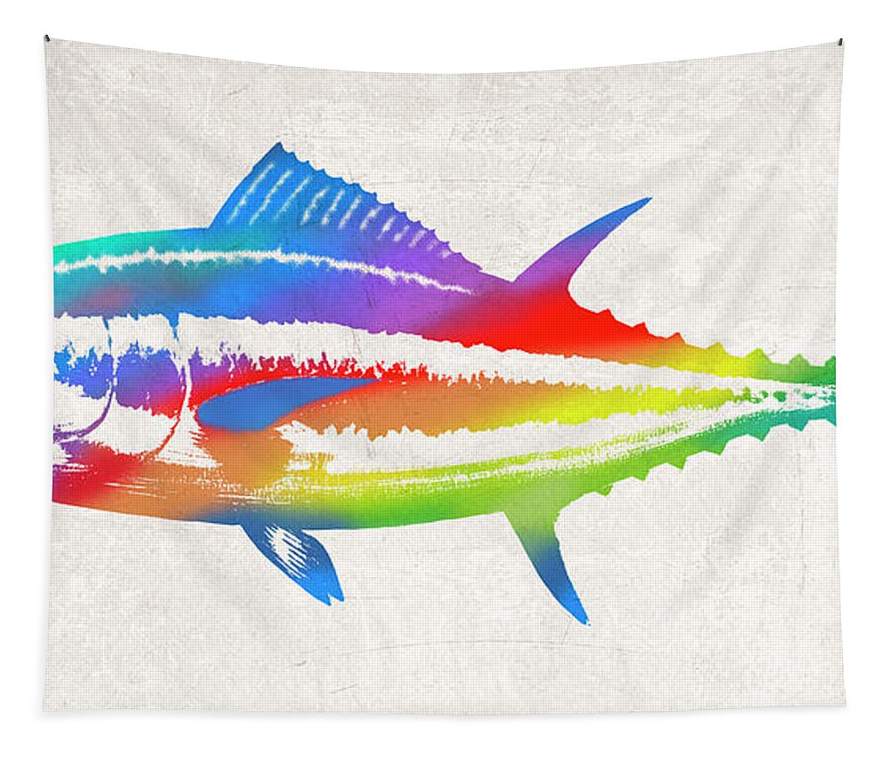 Tuna Tapestry featuring the digital art Colorful Tuna by Guy Crittenden