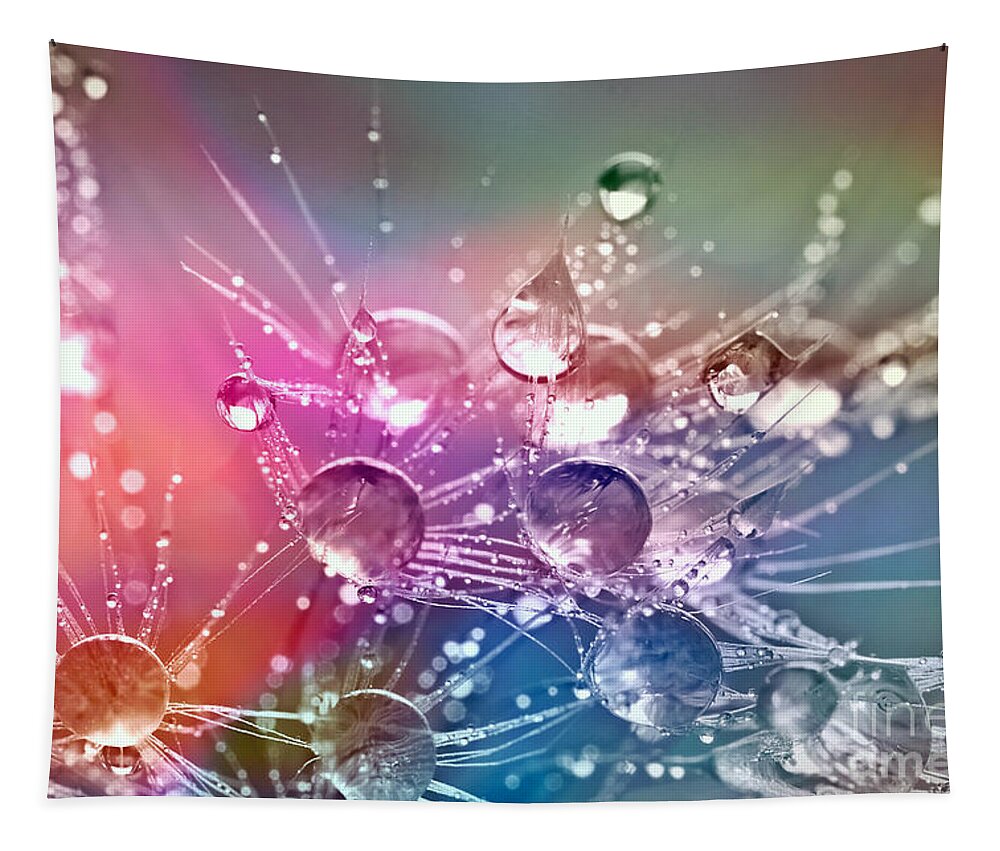 Water Drops Tapestry featuring the photograph Colorful Water Drops by Teresa Zieba