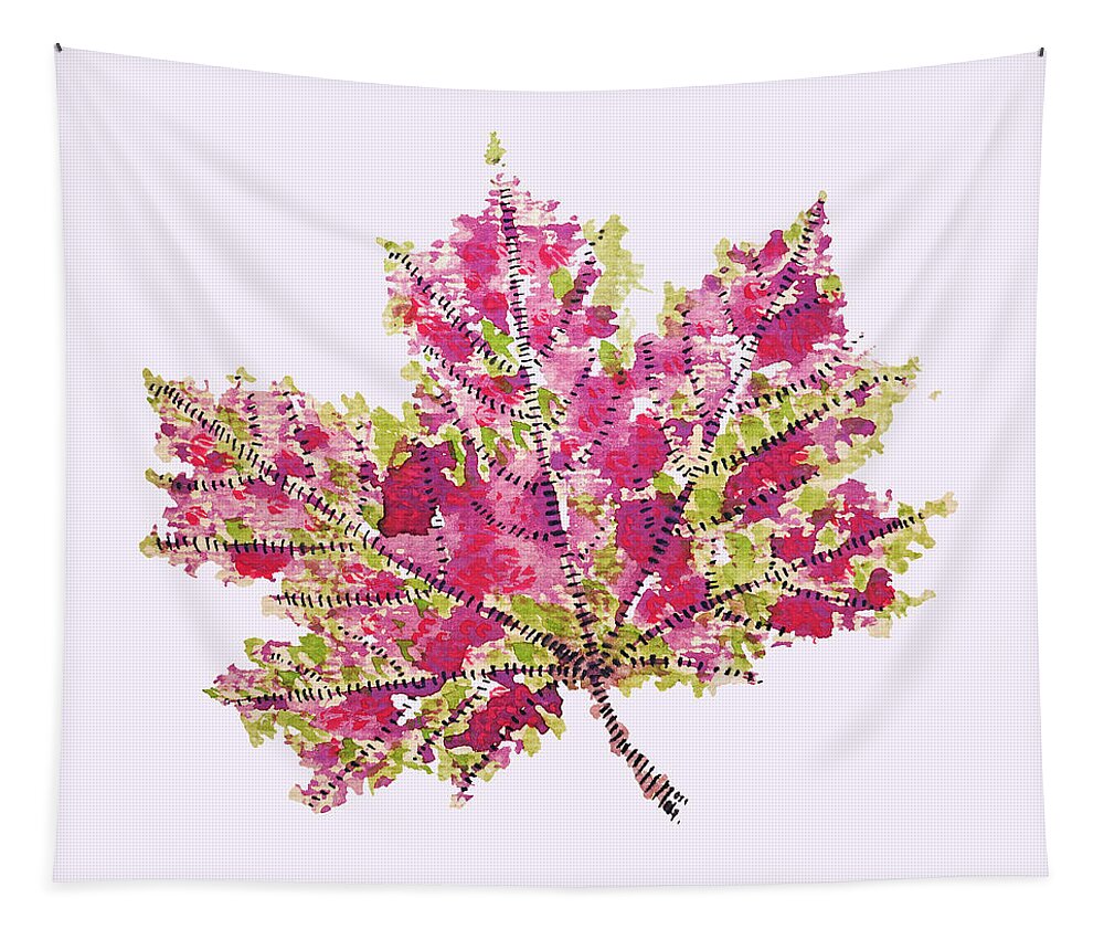 Leaf Tapestry featuring the digital art Colorful Watercolor Autumn Leaf by Boriana Giormova