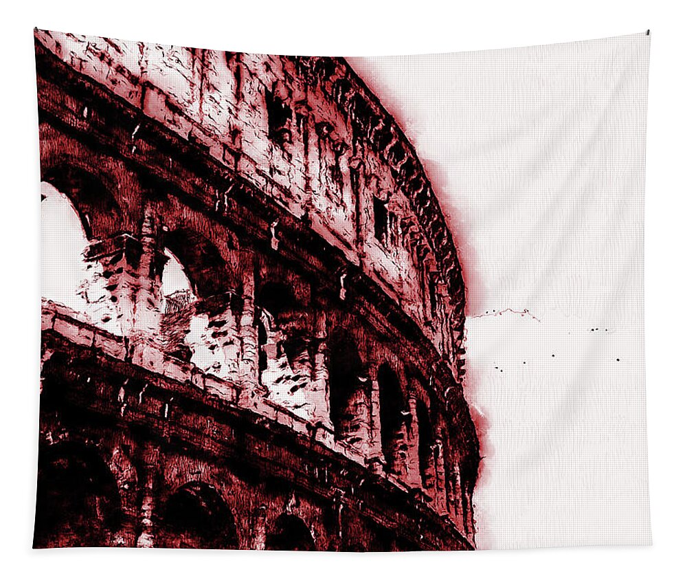 Rome Ancient Monument Tapestry featuring the digital art Colosseum, Rome - 10 by AM FineArtPrints