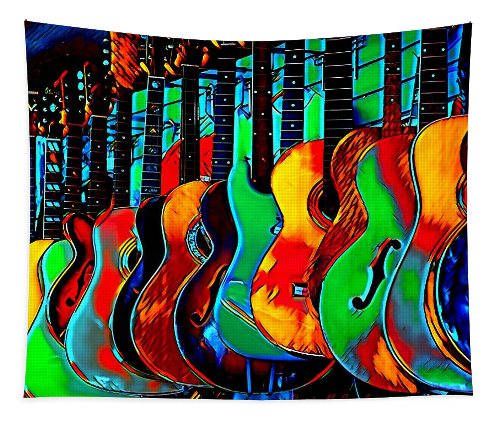 Guitars Tapestry featuring the digital art Colour of Music by Pennie McCracken