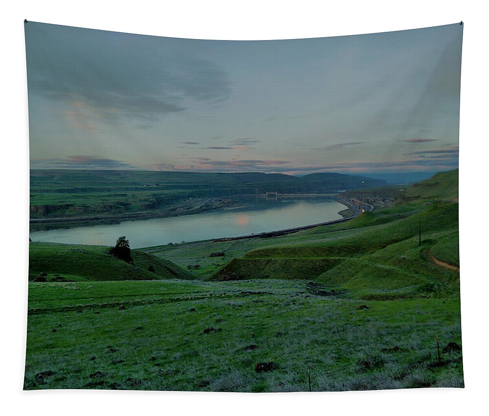 View Tapestry featuring the photograph Columbia Gorge in early spring by Jeff Swan