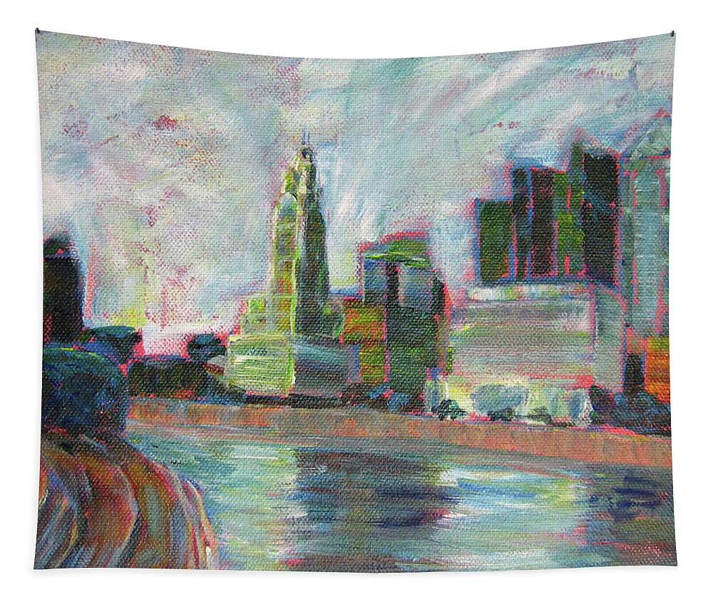 River Tapestry featuring the painting Columbus Ohio by Robie Benve