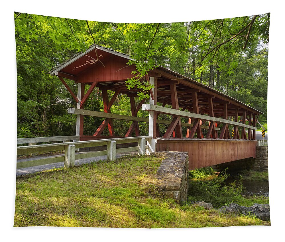 America Tapestry featuring the photograph Colvin Covered Bridge II by Marianne Campolongo