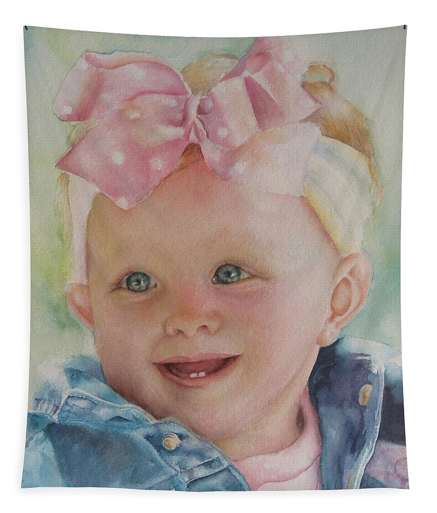 Portrait Tapestry featuring the painting Commissioned Toddler Portrait by Mary Beglau Wykes
