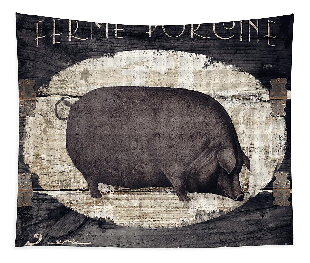 Pig Tapestry featuring the painting Compagne II Pig Farm by Mindy Sommers