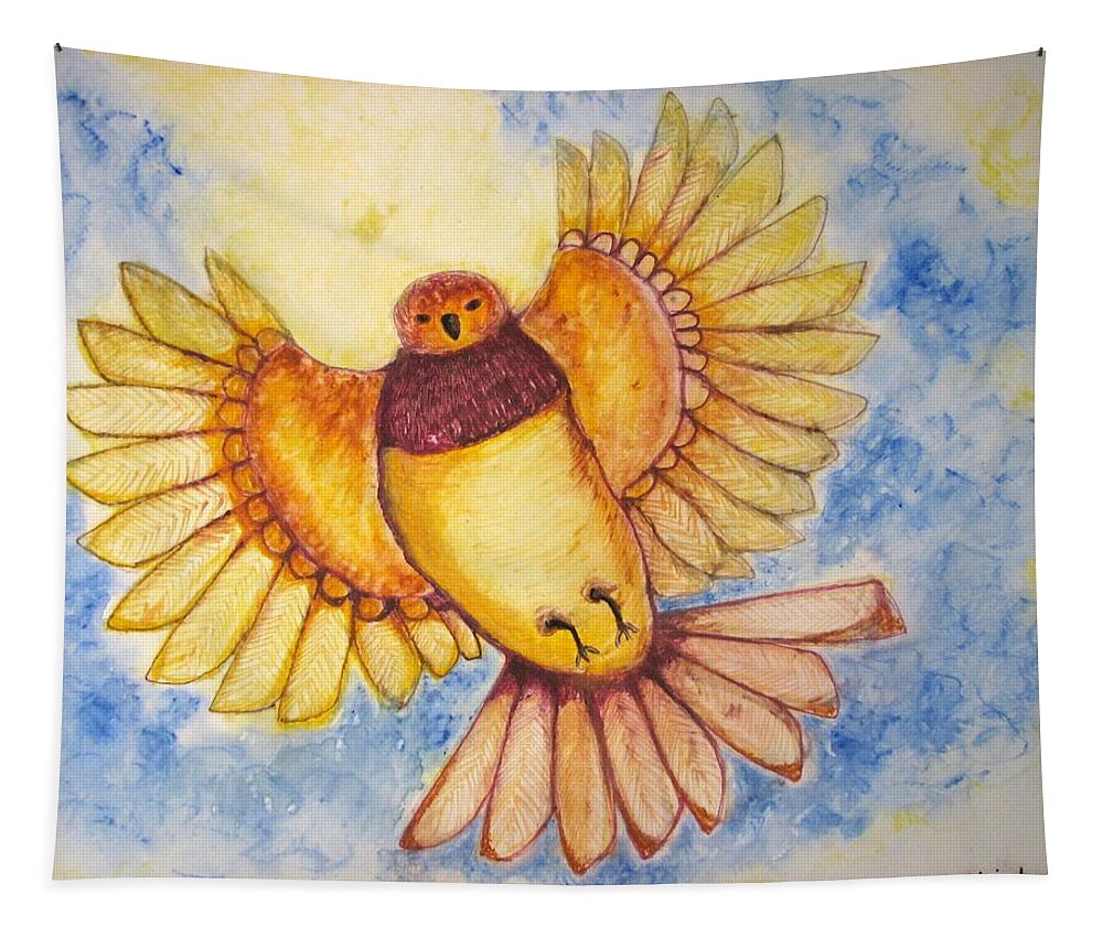 Birds Tapestry featuring the painting Concerning Angel Bird by Patricia Arroyo